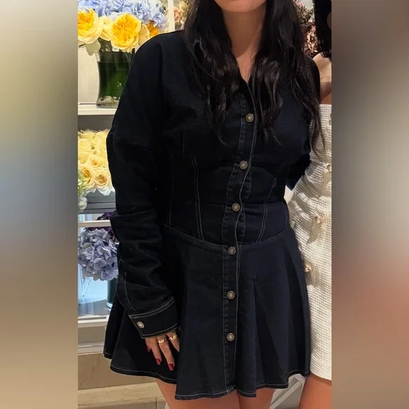 Black Denim Button-Up Dress - Picture 5 of 7